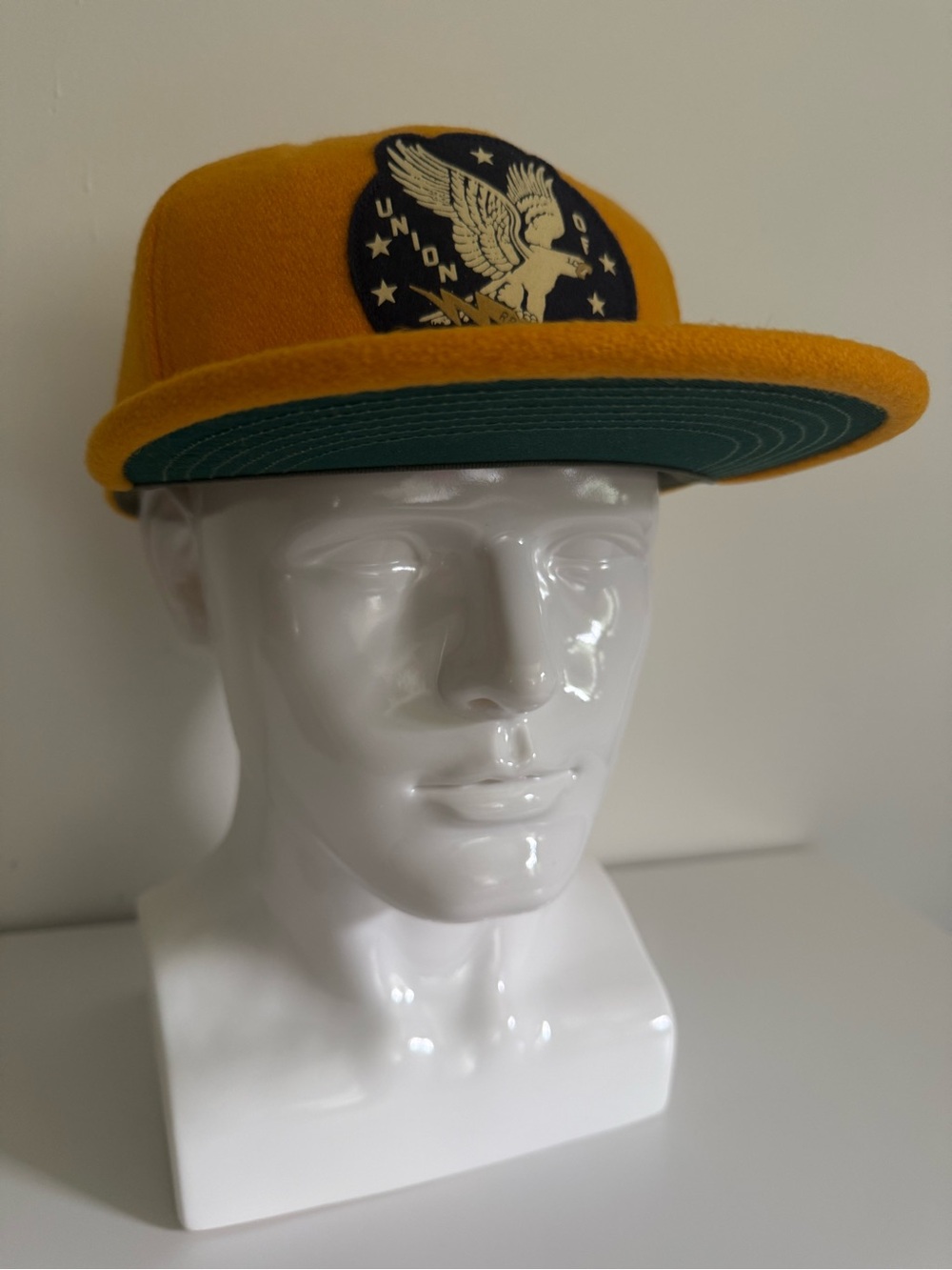 RRL Ralph Lauren Men’s Wool Leather Strap Brotherhood Eagle Cap Hat Gold NWT - Picture 14 of 17
